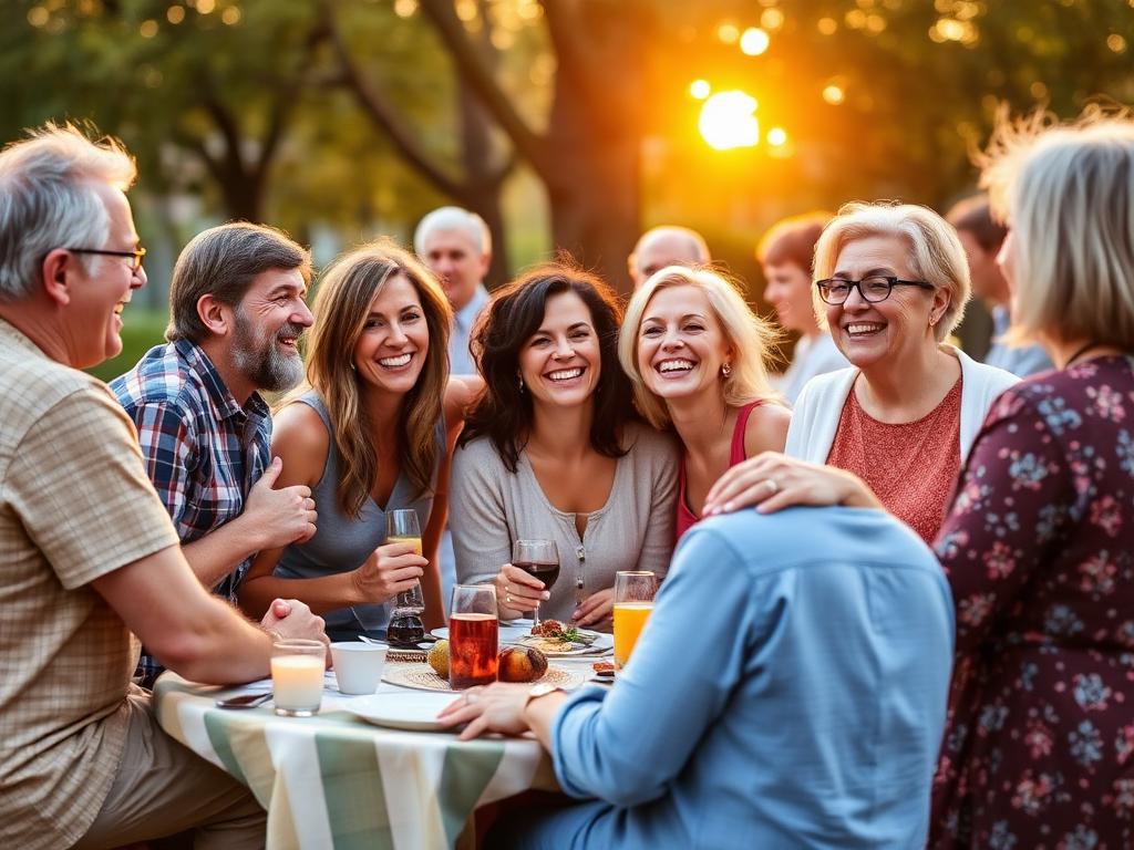 Friends sharing a meal outdoors